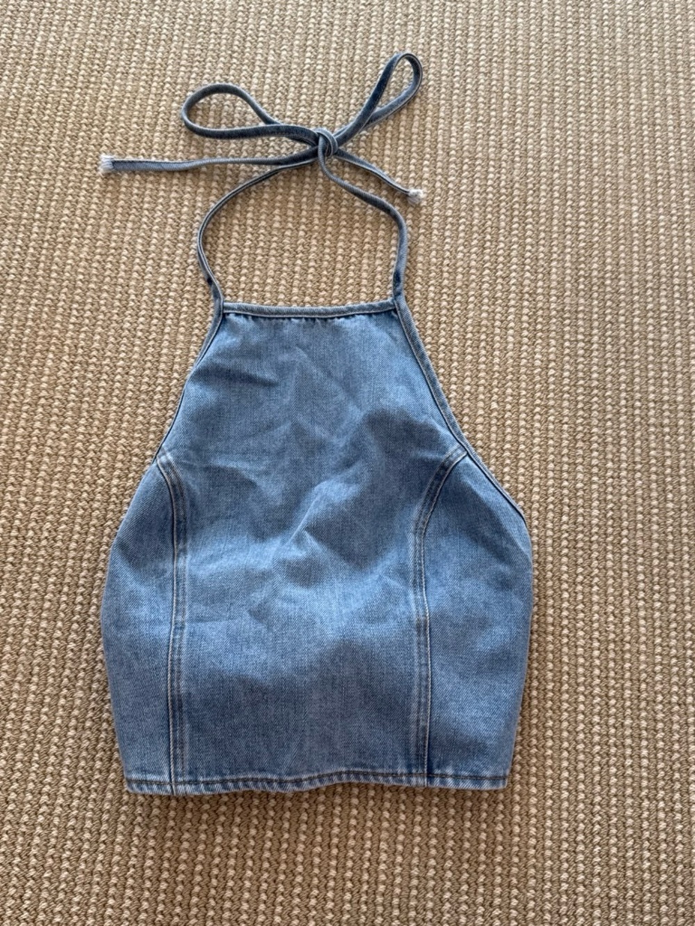 Blue Blush Light Blue Denim Halter Tank Top